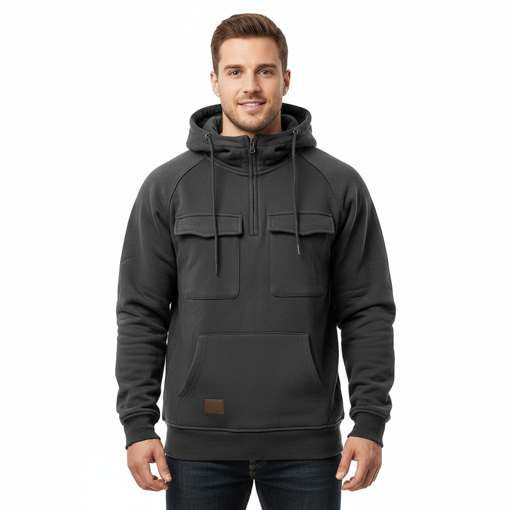 Esnyr Hoodie Homme Casual – Sweat à Capuche Regular Fit avec Poche Kangourou Automne & Hiver