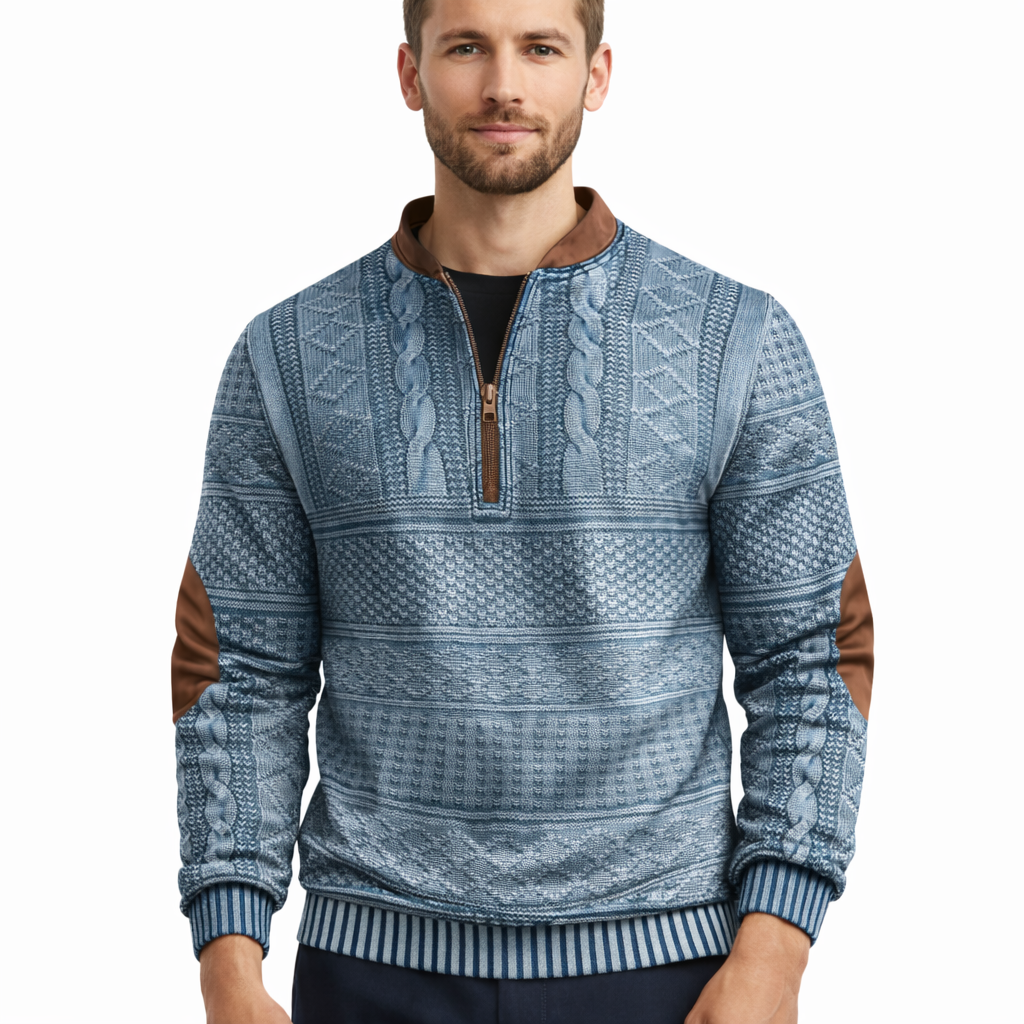 Matteo Maglione Uomo con Zip in Maglia – Cotone Misto Caldo Vestibilità Regolare Casual & Smart-Casual