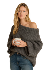 Sherry Pull Damen Schulterfrei Weich – Weite Passform & Weibliche Eleganz Gemütlich