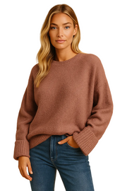 Amira Damenpullover aus weichem Plüsch – Rundhalsausschnitt, entspannte Passform & zeitloser Komfort