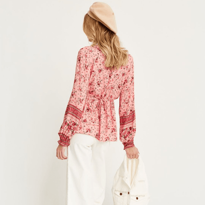 Rafaela Tunique Femme Looksy – Imprimé Floral Bohème, Col V Boutonné & Coupe Fluide