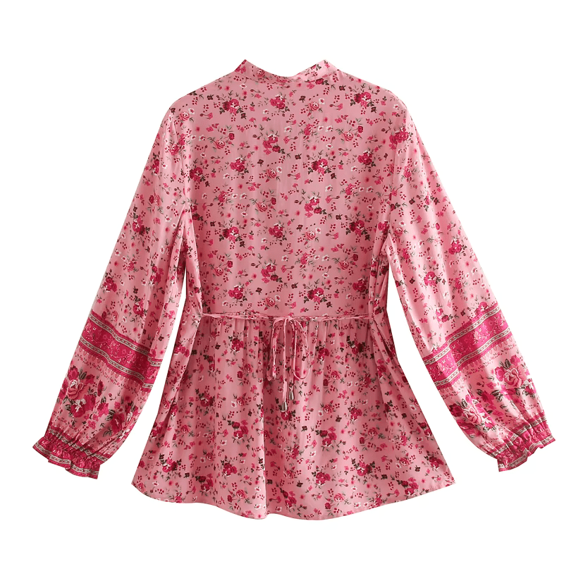 Rafaela Tunique Femme Looksy – Imprimé Floral Bohème, Col V Boutonné & Coupe Fluide