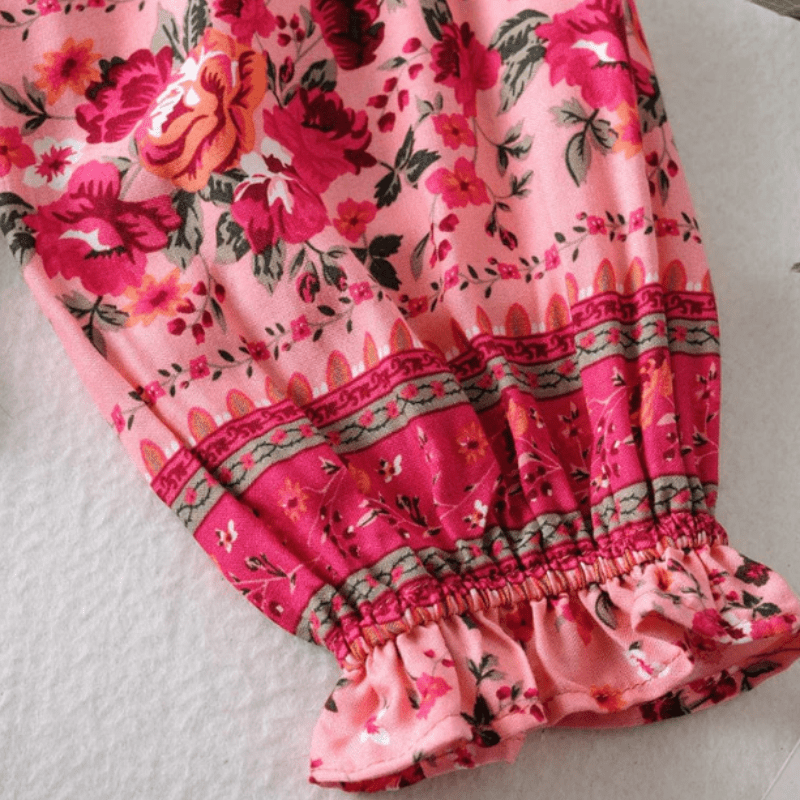 Rafaela Tunique Femme Looksy – Imprimé Floral Bohème, Col V Boutonné & Coupe Fluide