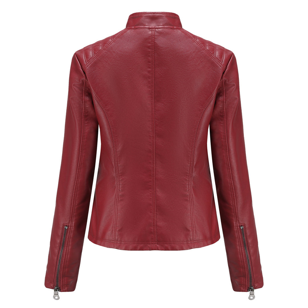 Andrijana Veste Femme – Veste en Cuir Souple Élégante avec Fermeture Asymétrique