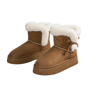 Remi Cizme de Iarnă pentru Femei Căptușite – Talpă Groasă și Detaliu Elegant cu Fundă