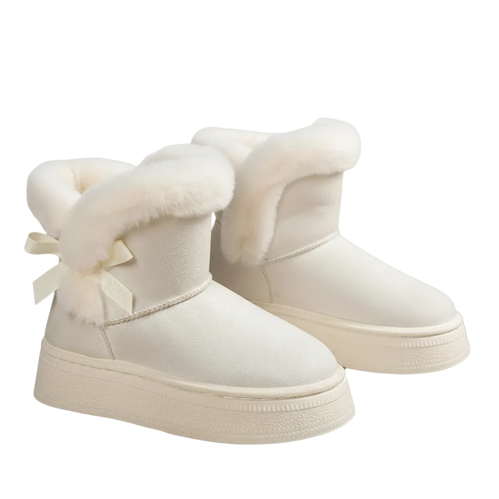 Remi Cizme de Iarnă pentru Femei Căptușite – Talpă Groasă și Detaliu Elegant cu Fundă