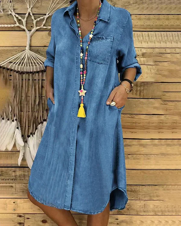 Morgane Robe Chemise en Jean Femme – Coupe flatteuse & confort léger