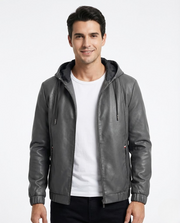 River Veste Herren Kunstleder mit Kapuze – Moderne Passform & Vielseitiger Stadtstil