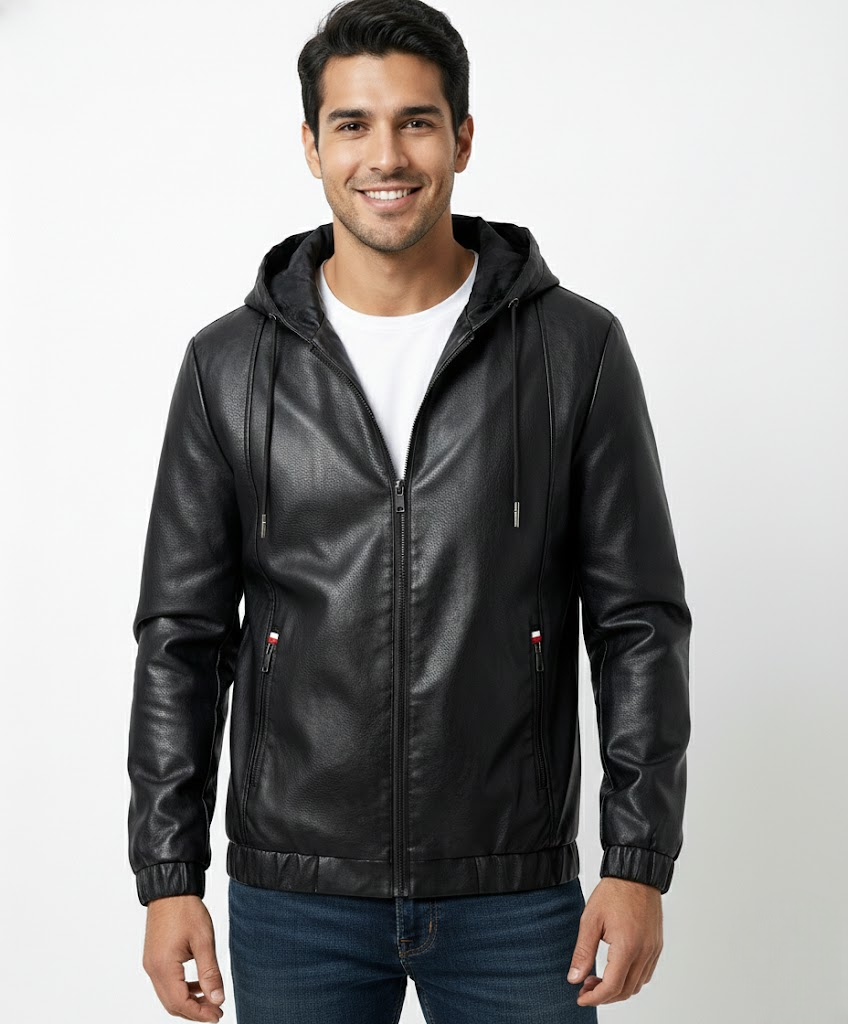 River Veste Herren Kunstleder mit Kapuze – Moderne Passform & Vielseitiger Stadtstil