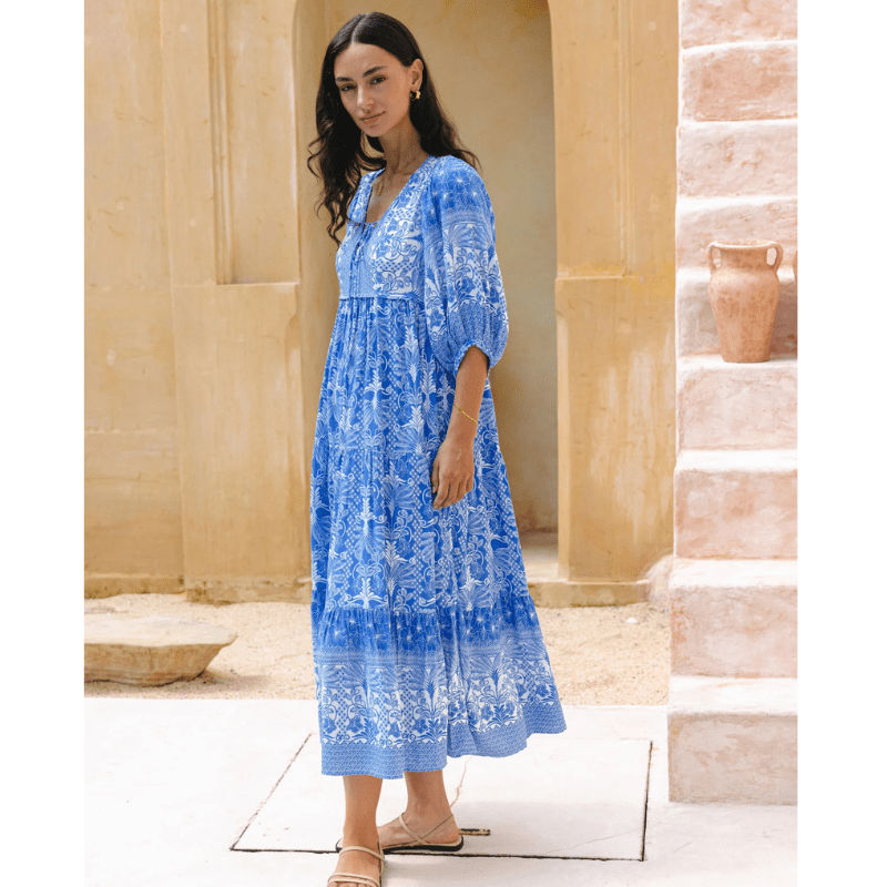 Rosina Robe Longue – Imprimé Bohème Abstrait & Coupe Fluide à Étages