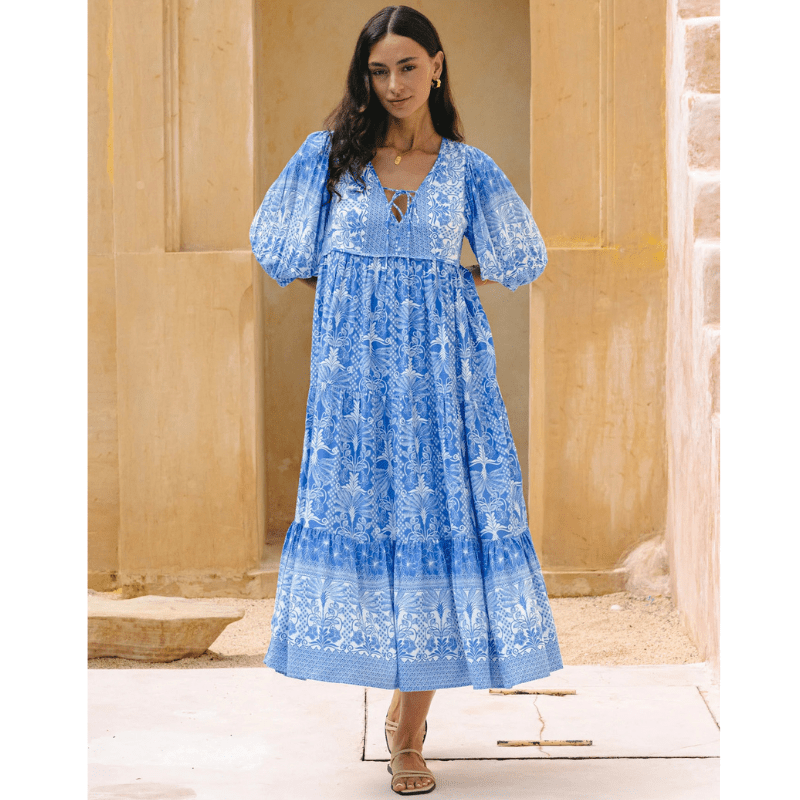 Rosina Robe Longue – Imprimé Bohème Abstrait & Coupe Fluide à Étages