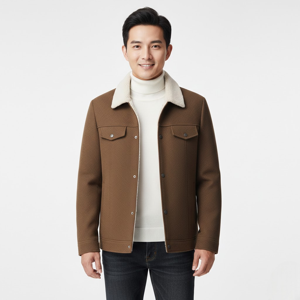 Rowan Pánská Texturovaná Fleecová Vesta – Teplý Kartáčovaný Límec & Městský Zimní Styl