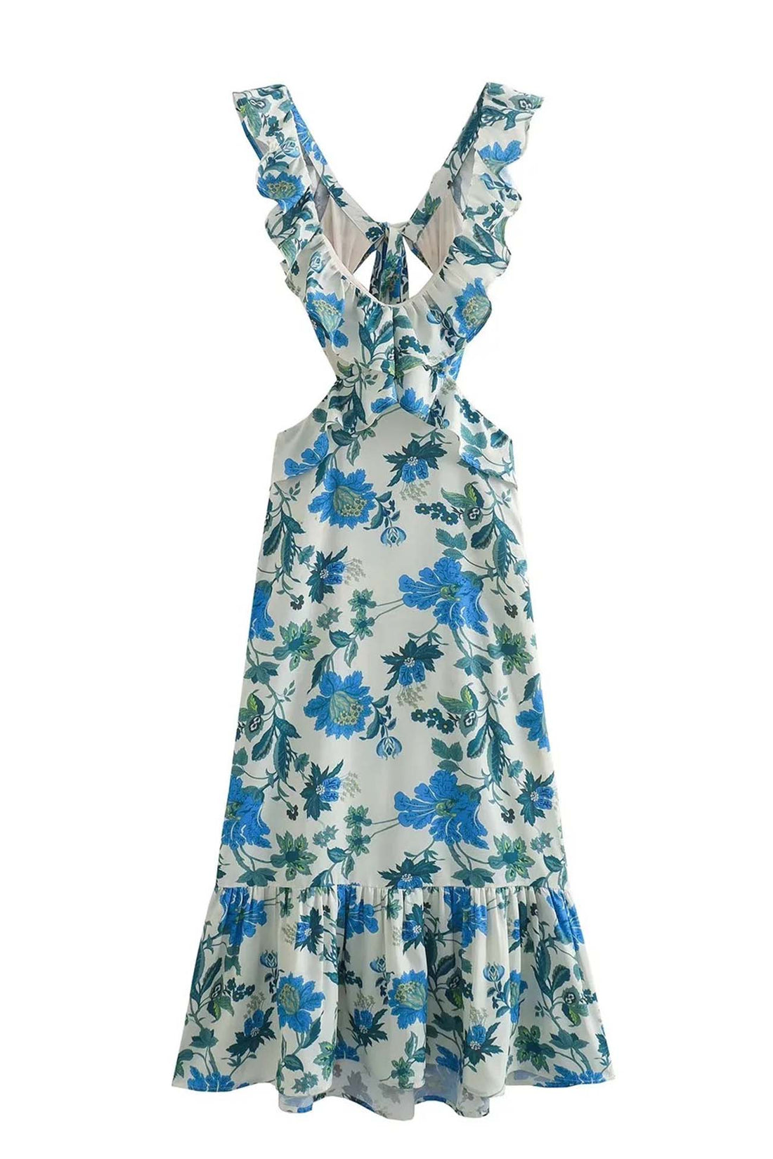 Lungo abito da donna amara - abito estivo estivo con cinghie increspate ed eleganti v -gne