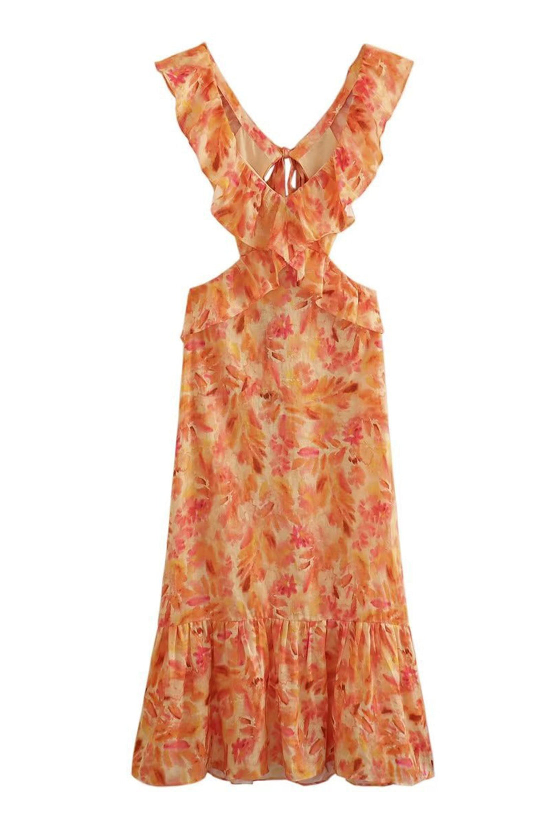 Lungo abito da donna amara - abito estivo estivo con cinghie increspate ed eleganti v -gne