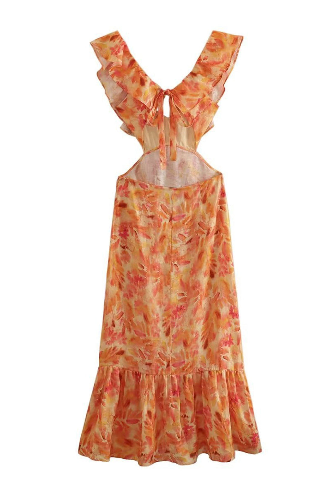 Lungo abito da donna amara - abito estivo estivo con cinghie increspate ed eleganti v -gne