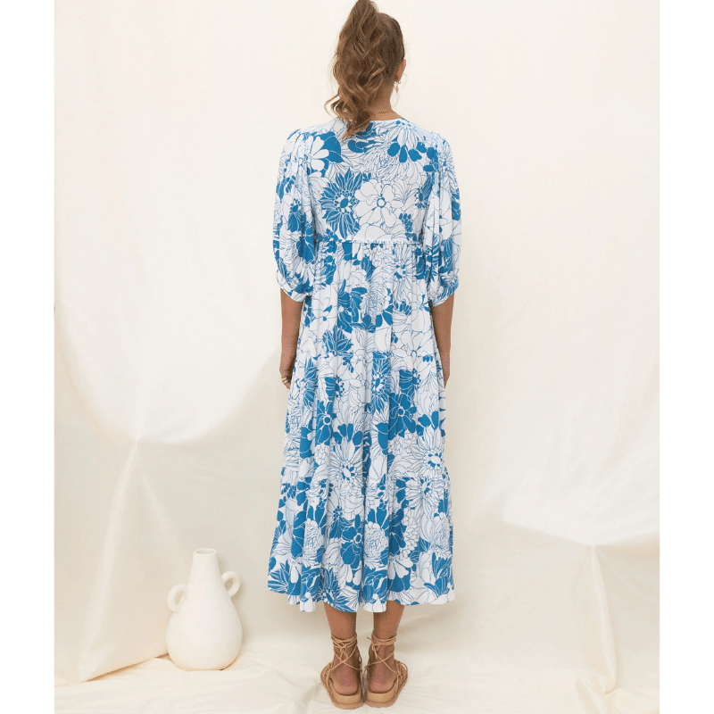Runa Robe Mi-Longue – Imprimé Floral & Manches Bouffantes Légères Été