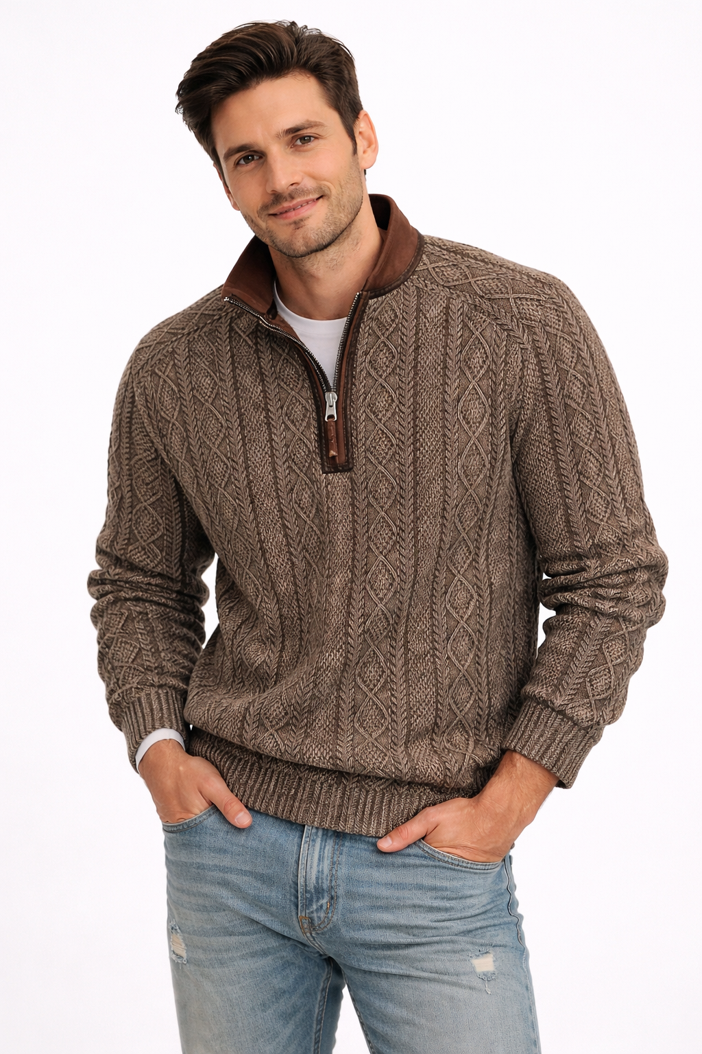 Ryder Męska Bluza z Połową Zamka i Wzorem – Nowoczesny Krój i Miejski Styl Wiosna/Jesień