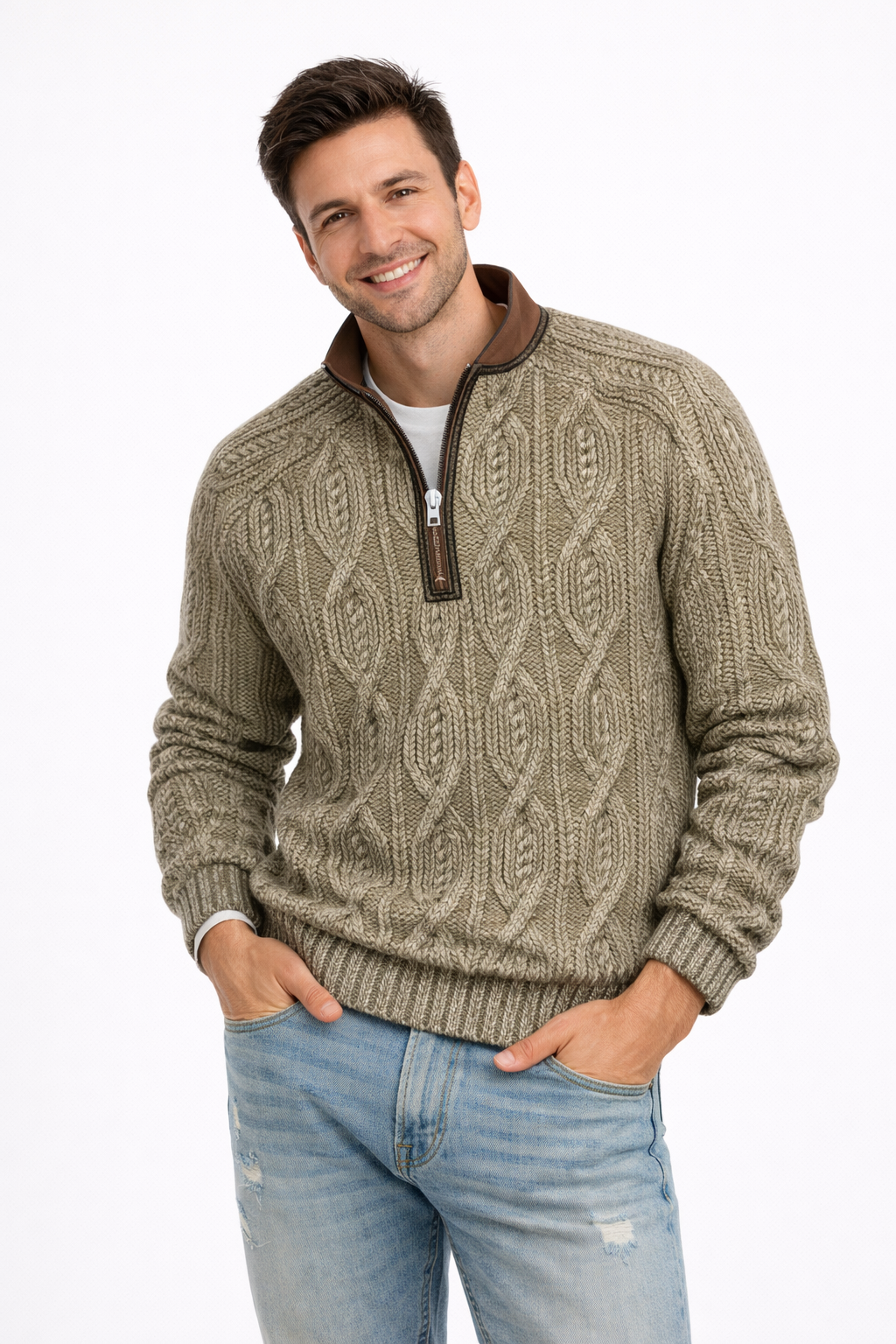 Ryder Męska Bluza z Połową Zamka i Wzorem – Nowoczesny Krój i Miejski Styl Wiosna/Jesień