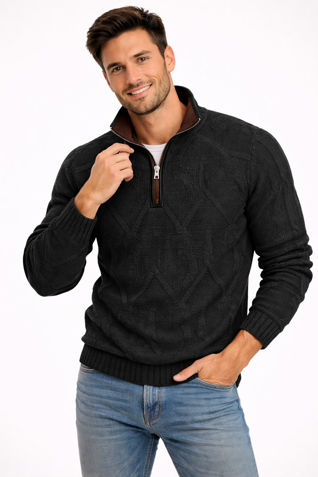 Ryder Męska Bluza z Połową Zamka i Wzorem – Nowoczesny Krój i Miejski Styl Wiosna/Jesień