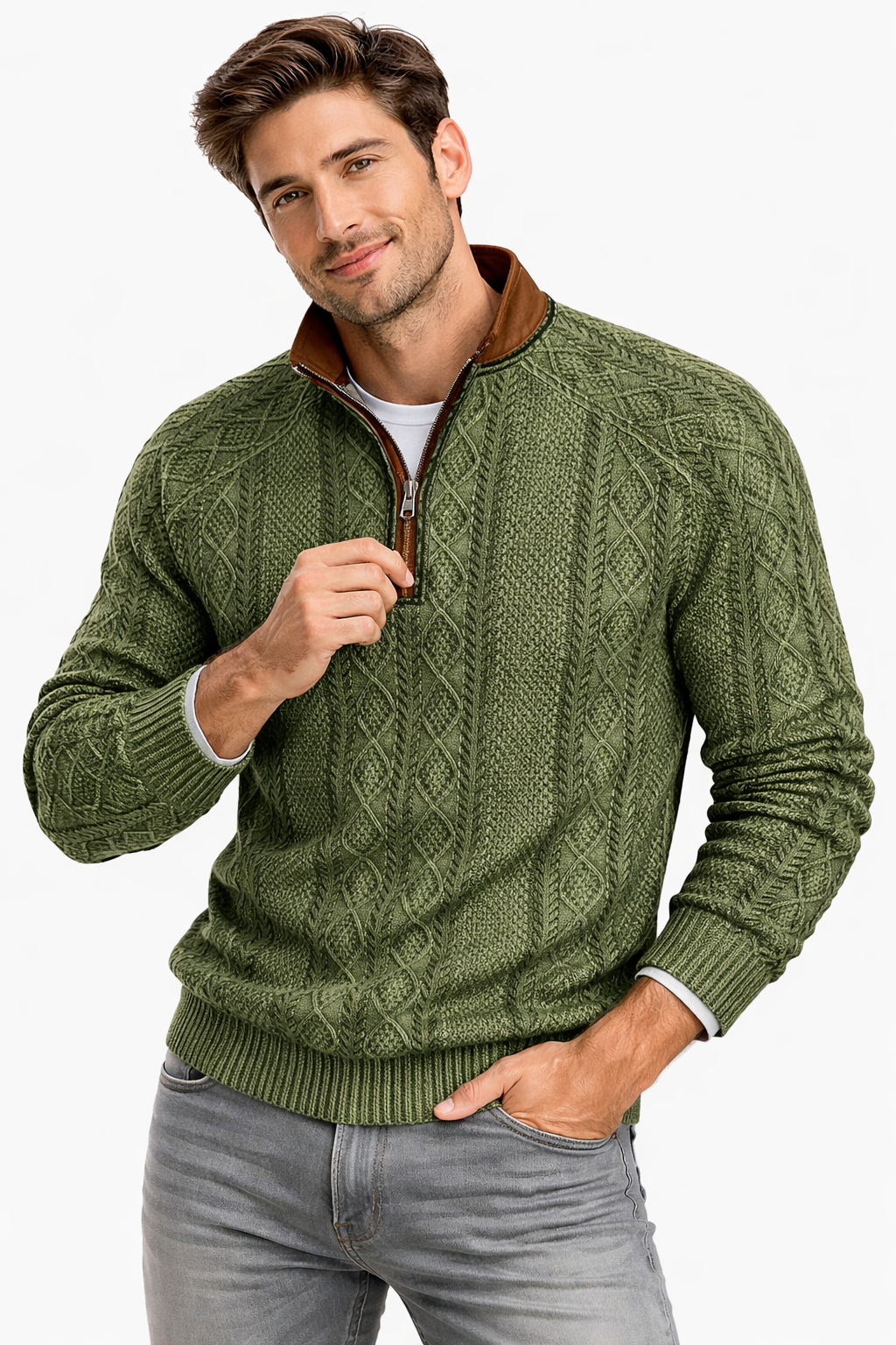 Ryder Męska Bluza z Połową Zamka i Wzorem – Nowoczesny Krój i Miejski Styl Wiosna/Jesień