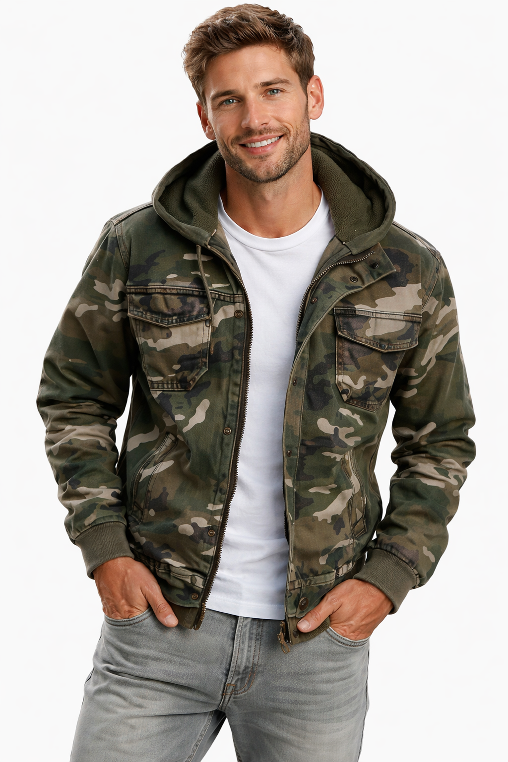 Ryker Veste Homme Camouflage à Capuche – Style Cargo Urbain & Matière Résistante