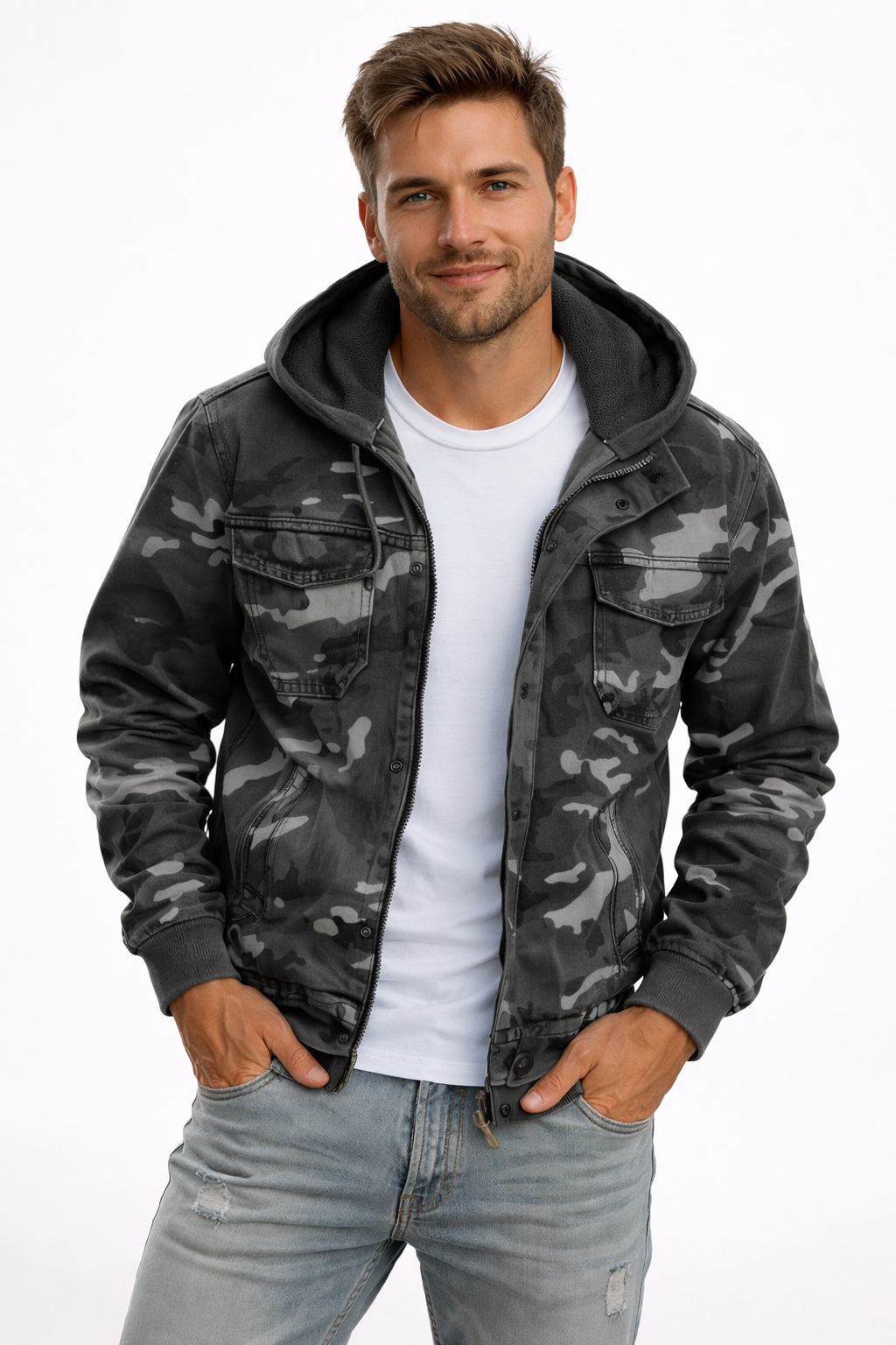 Ryker Men's Camouflage Jacket with Hood – Urban Workwear Style & Durable Material