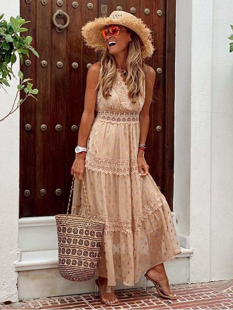 Vestido de verano de Apolline Woman - Vestido boho ligero con elegante corte y tela fluida