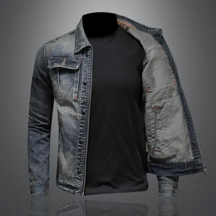Men's Zayn Jacket in Retro Denim – Classic Fit with Long Sleeves in Vintage Style
