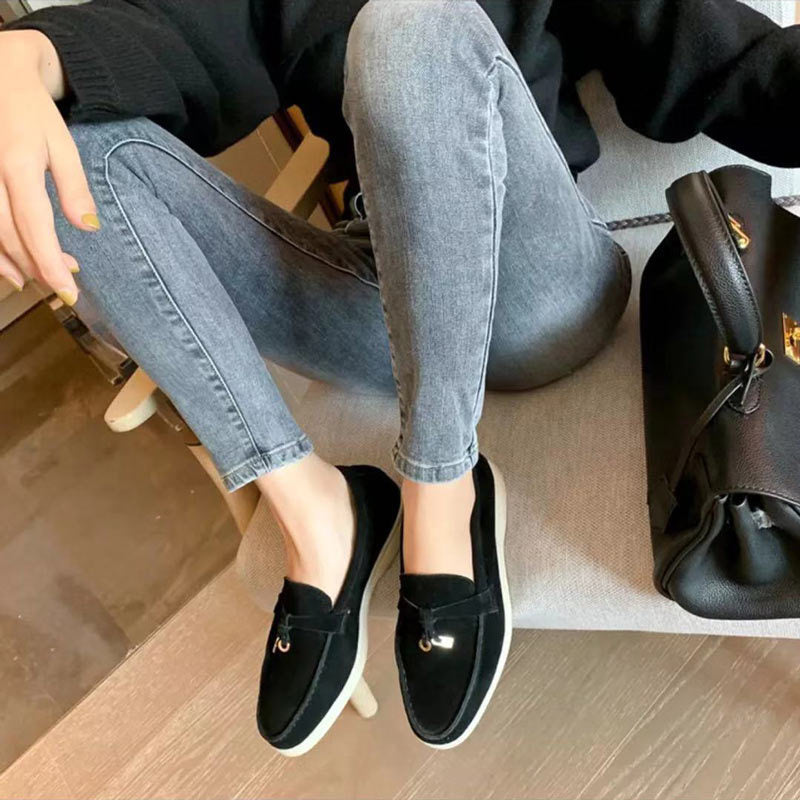Jasmine Femme Mocassins – Élégants Mocassins en Daim avec Détail Chic à Fermoir