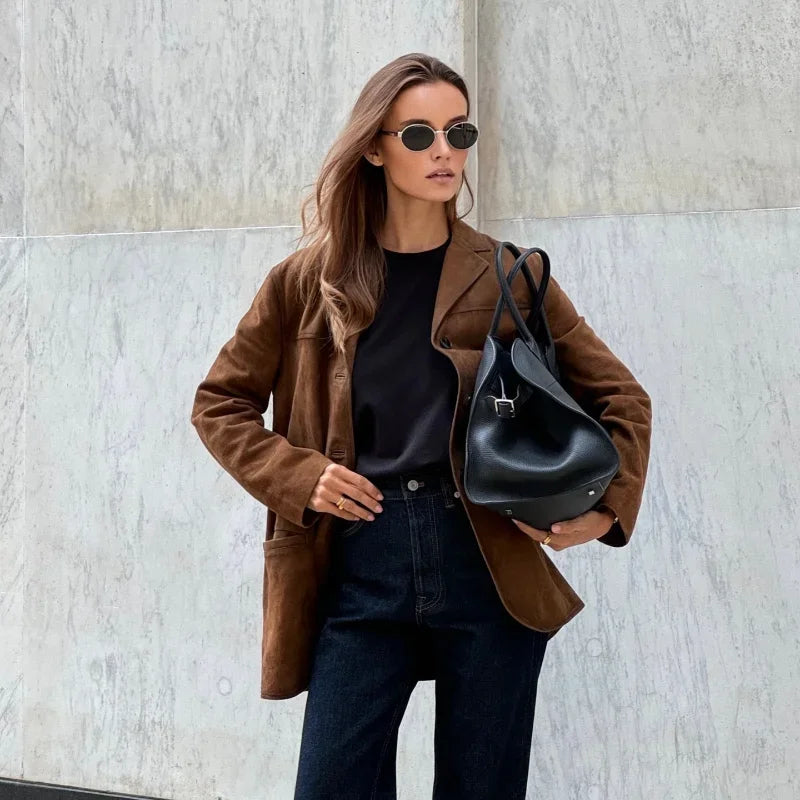 Alana Veste Femme Imitation Suède – Élégante, Polyvalente & Idéale pour Mi-Saison