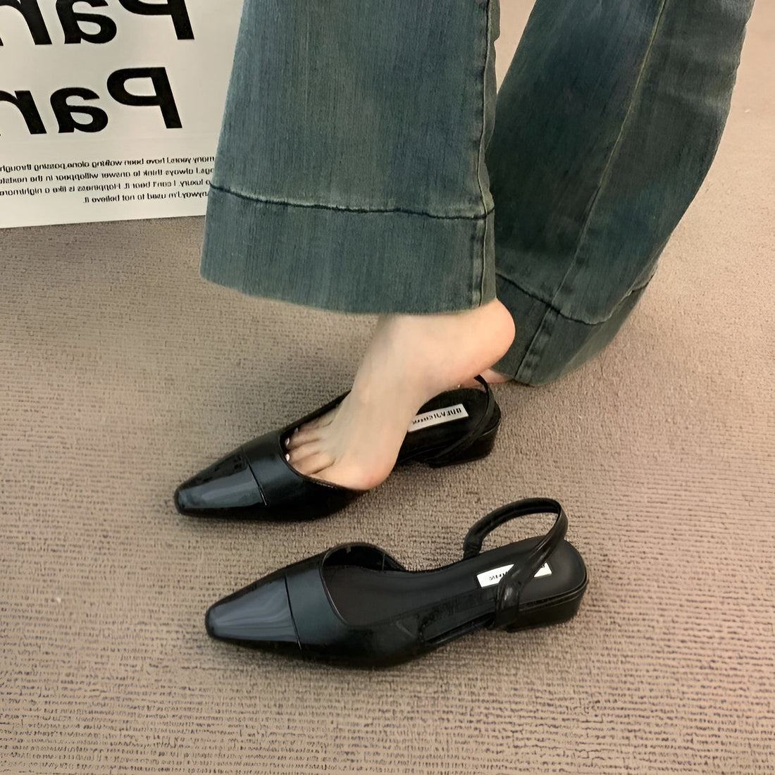 Camille Ballerines Femme – Chaussures Élégantes à Bout Pointu & Talon Carré Confortable