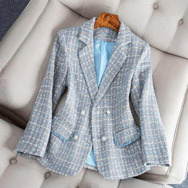 Nataly Blazer Femme – Blazer en Tweed Élégant & Moderne pour un Style Chic Polyvalent
