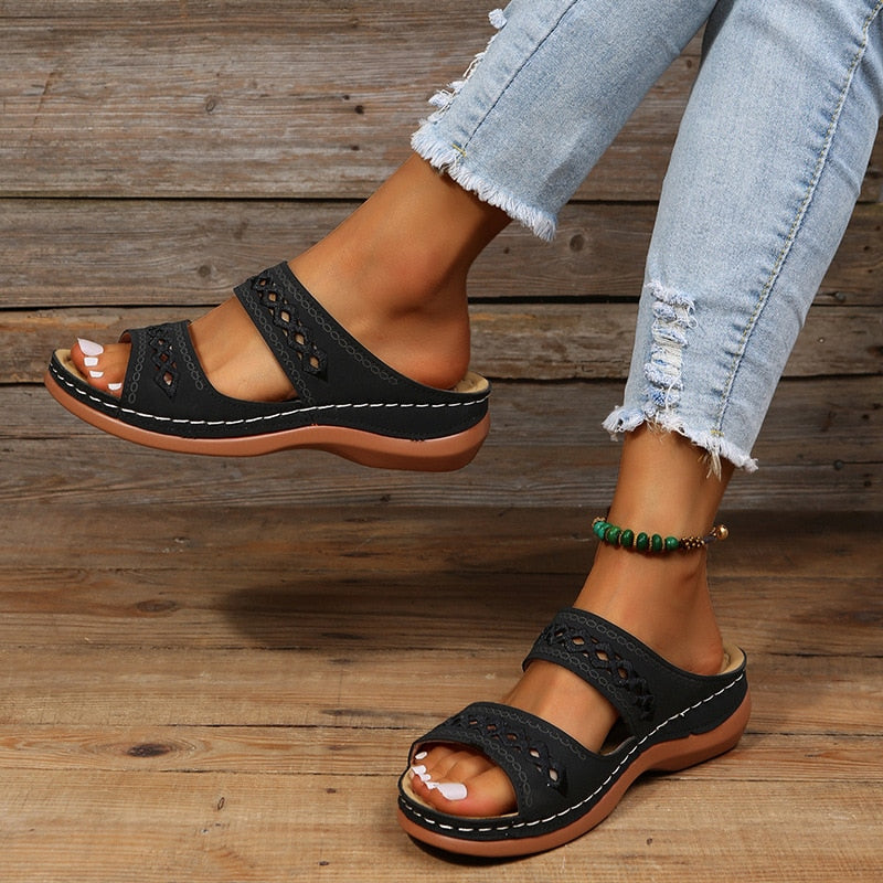 Sandalias de mujeres de Galena - Sandalias ortopédicas de verano con apoyo para tres arcos y diseño transpirable