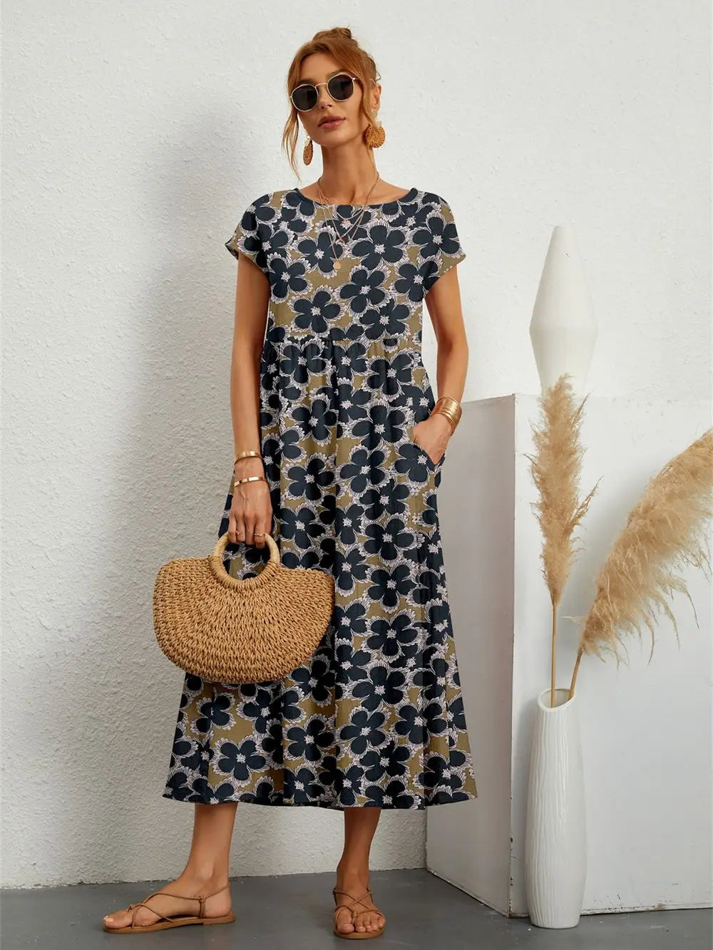 Remi Robe Midi Femme – Robe Fleurie avec Coupe Décontractée & Élégance Naturelle d’Été