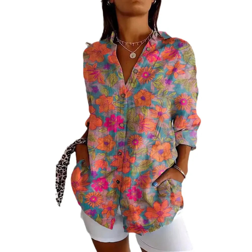 Gaëlle Blouse Femme – Blouse d’Été Légère avec Imprimé Fleuri & Décolleté en V Flatteur