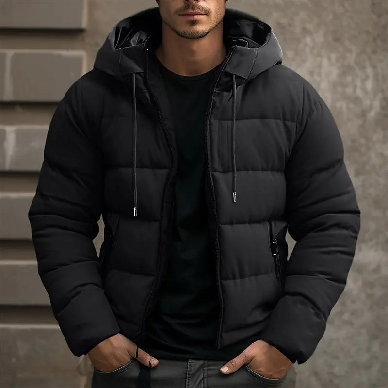 Chaqueta de invierno Allan para hombre: cálida, gruesa, con capucha y cremallera práctica.