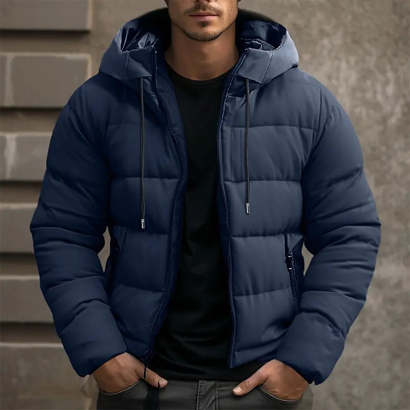 Chaqueta de invierno Allan para hombre: cálida, gruesa, con capucha y cremallera práctica.
