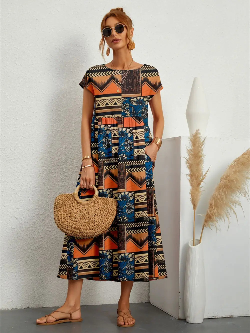 Remi Robe Midi Femme – Robe Fleurie avec Coupe Décontractée & Élégance Naturelle d’Été