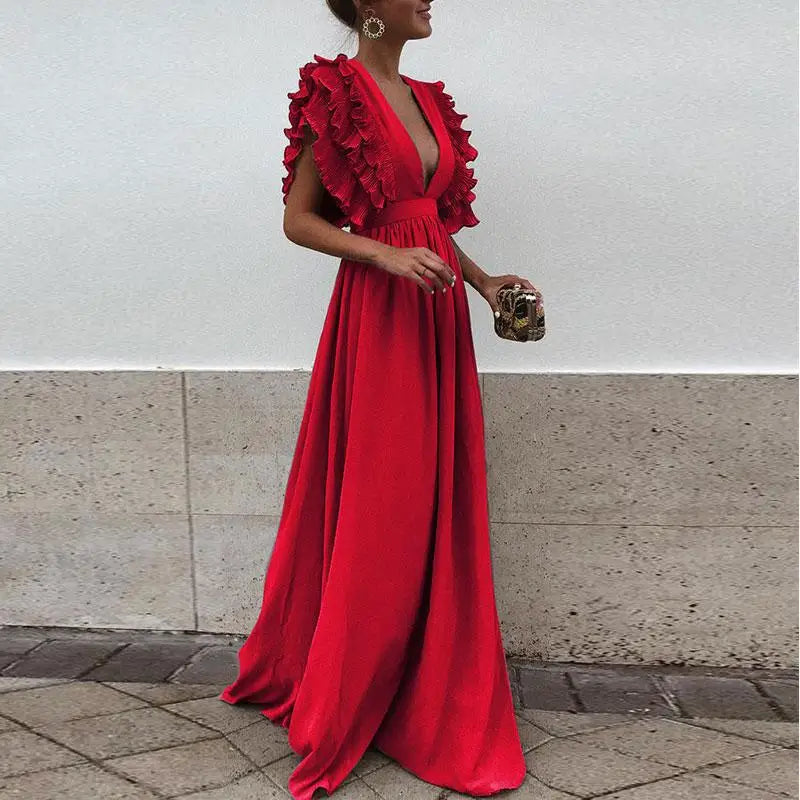 Marthe Long Woman Vestido de noche - Vestido máximo elegante con taza fluida