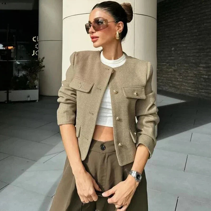Maisy Manteau Femme – Manteau Classique Élégant avec Boutons Décoratifs Chic