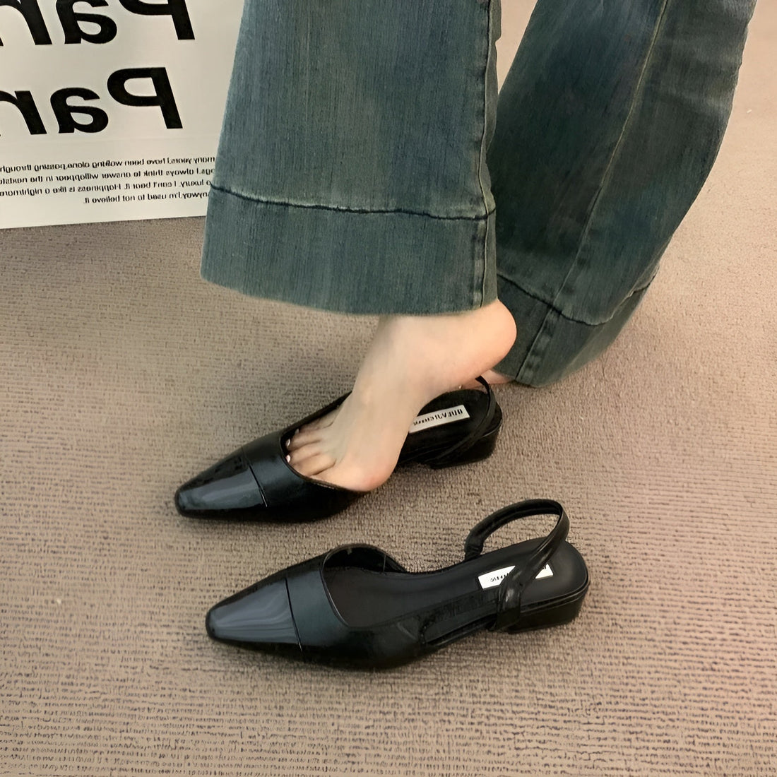 Camille Ballerines Femme – Chaussures Élégantes à Bout Pointu & Talon Carré Confortable