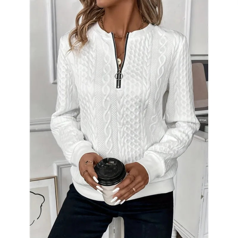 Margaux Dámská Zimní Mikina – Pohodlný Pletený Zipový Svetr s Elegantním Designem