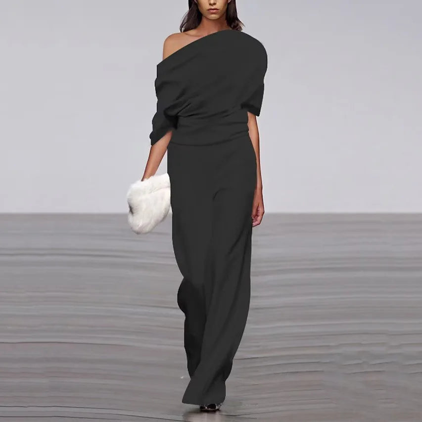 Élodie Combinaison Printemps Femme – Décolleté à Boutonnage Simple & Coupe Tailleur Chic