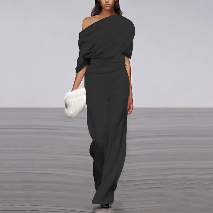 Élodie Combinaison Printemps Femme – Décolleté à Boutonnage Simple & Coupe Tailleur Chic