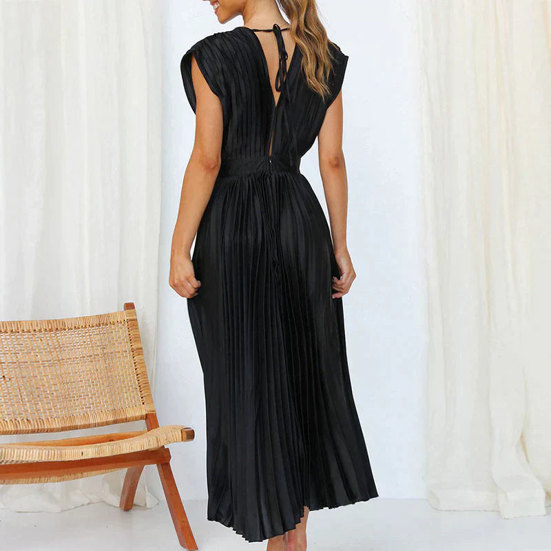 Denise Robe Plissée Femme – Élégance Intemporelle & Texture Sophistiquée, Plusieurs Couleurs