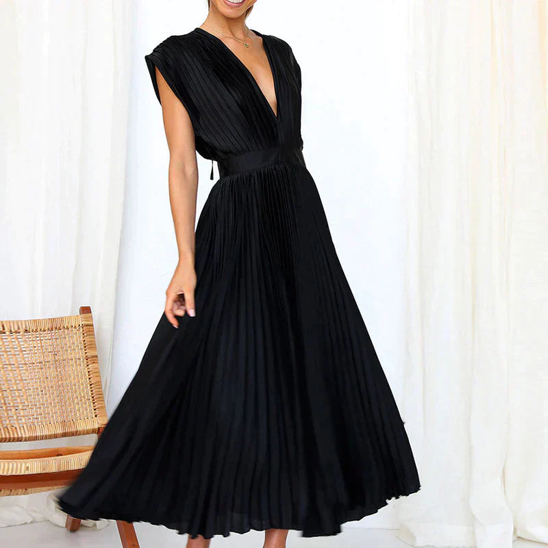 Denise Robe Plissée Femme – Élégance Intemporelle & Texture Sophistiquée, Plusieurs Couleurs