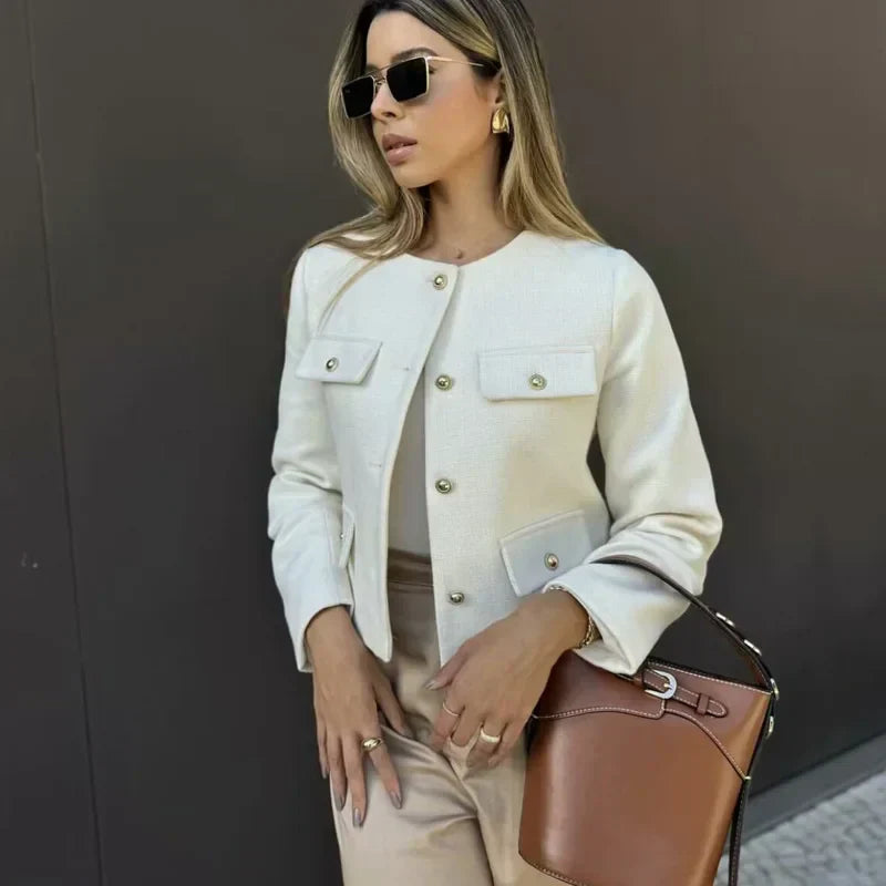 Maisy Manteau Femme – Manteau Classique Élégant avec Boutons Décoratifs Chic
