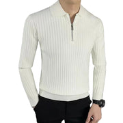 Jaime Polo til mænd med ribstrik og lange ærmer – lynlåshals, regular fit og elegant stil