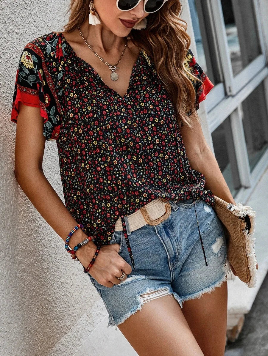 Blouse Femme Kataleya – Haut Élégant à Manches Courtes avec Coupe Intemporelle & Style Polyvalent