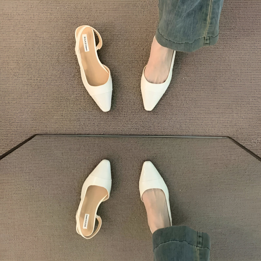 Camille Ballerines Femme – Chaussures Élégantes à Bout Pointu & Talon Carré Confortable
